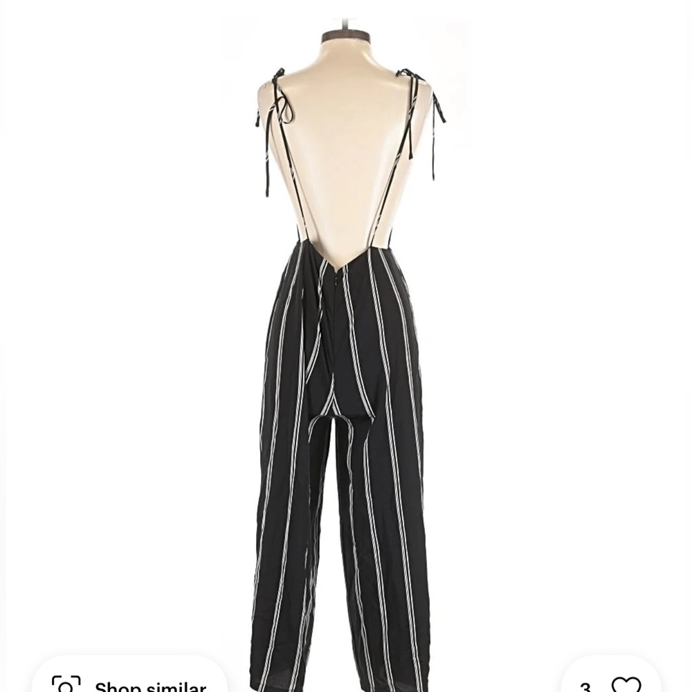 Forever 21 Black and White Striped Jumpsuit